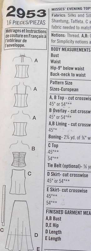 SIMPLICITY 2953 STUNNING EVENING TOPS & SKIRTS SIZE 8-16 CUT TO 16 COMPLETE