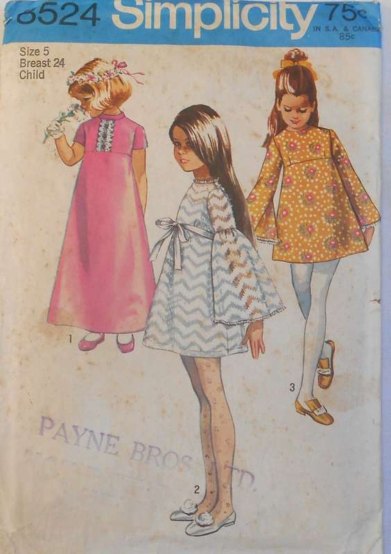 VINTAGE SIMPLICITY 8524 GIRLS DRESS IN TWO LENGTHS SIZE 5 YEARS BREAST 24" COMPLETE