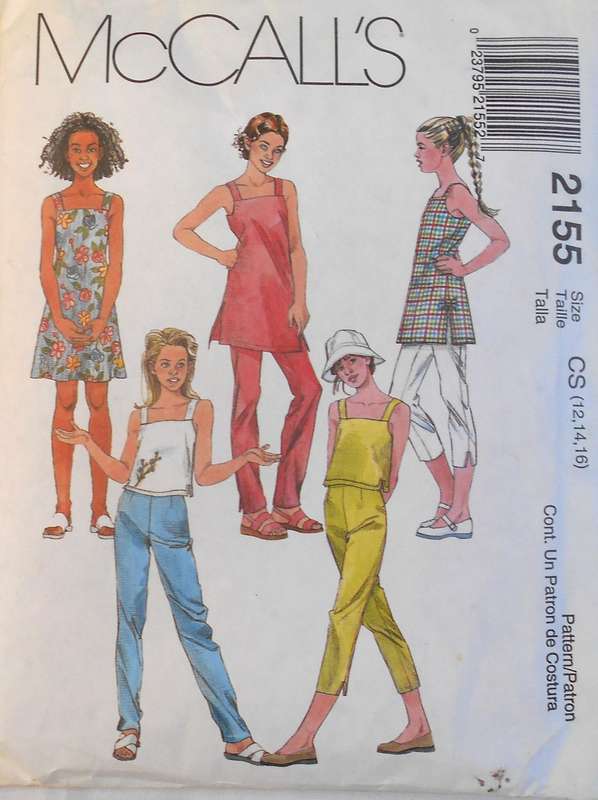 McCALLS 2153 GIRL'S TUNIC-TOP-PANTS - SIZE 12-14-16 YEARS COMPLETE-CUT TO 16