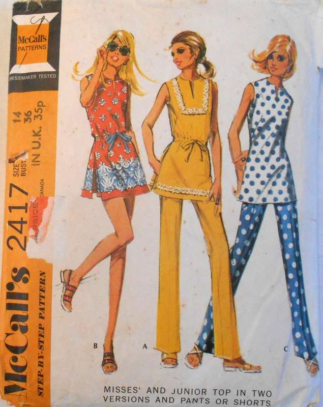VINTAGE McCALLS 2417 TOP IN 2 VERSIONS-PANTS-SHORTS SIZE 14 BUST 36 COMPLETE