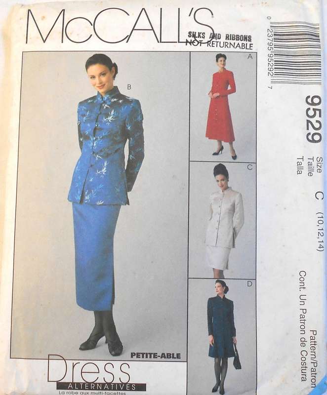 McCALLS 9529 LINED DRESS IN 2 LENGTHS-LIND JACKET-SKIRT SIZE 10-12-14 COMPLETE-UNCUT -F/FOLDED