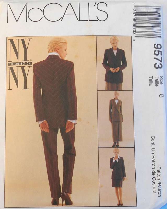 McCALLS 9573 LINED JACKET-LINED SKIRT-PANTS SIZE 8 COMPLETE-UNCUT -F/FOLDED