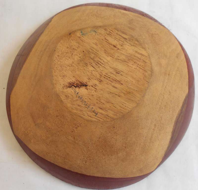 SMALL ROUND AFRICAN BOWL DECORATED WITH GUINEA FOWL & PATTERNED