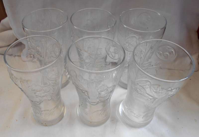 SET OF SIX SOUTH AFRICA WORLD CUP SOCCER COCA COLA GLASSES