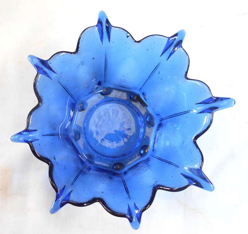 CARNIVAL GLASS COBALT BLUE COLOUR DESSERT BOWL