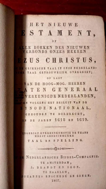 Bible, States Translation, Haarlem, 1867