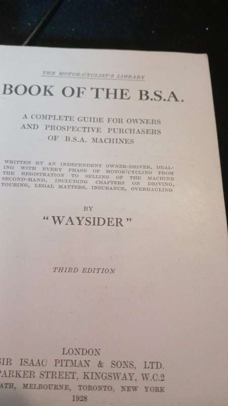 The Book of the B.S.A. (The Motorcyclist's Library) 1928 (also with 1929 models supplement)