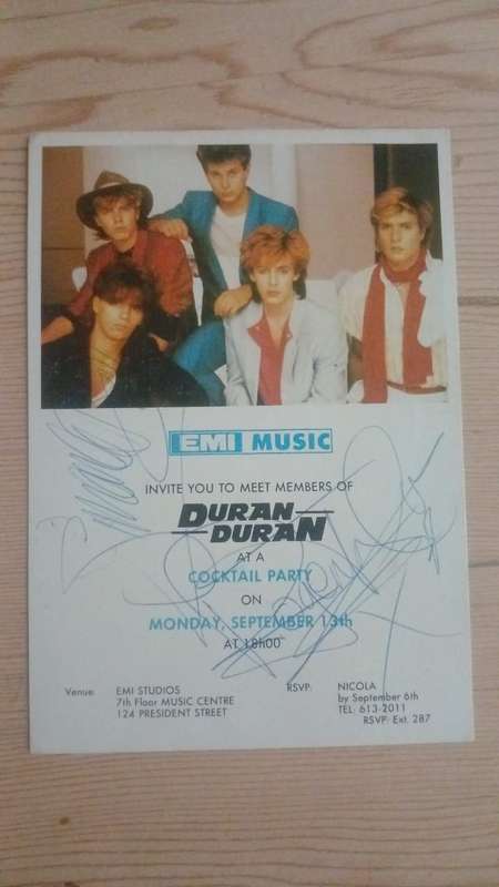 Duran Duran Invite, 1980, Johannesburg - SIGNED