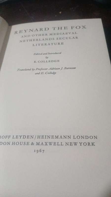 Reynard the Fox and Other Mediaeval Netherlands Secular Literature