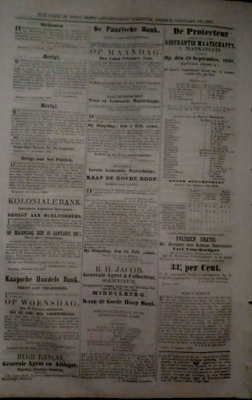 The Cape of Good Hope Government Gazette 1858 (Cape interest)