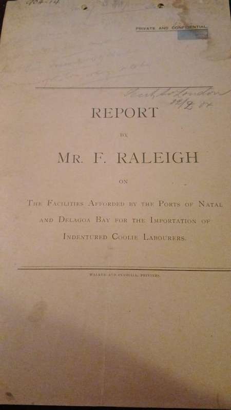 Report on Indentured C****E Labourers, Natal (Private & Confidential) 1904