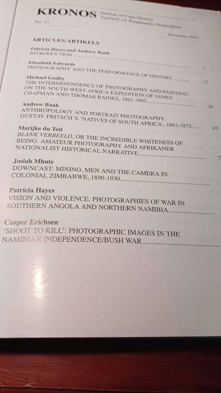 KRONOS: Special Issue : Visual History,  Cape History