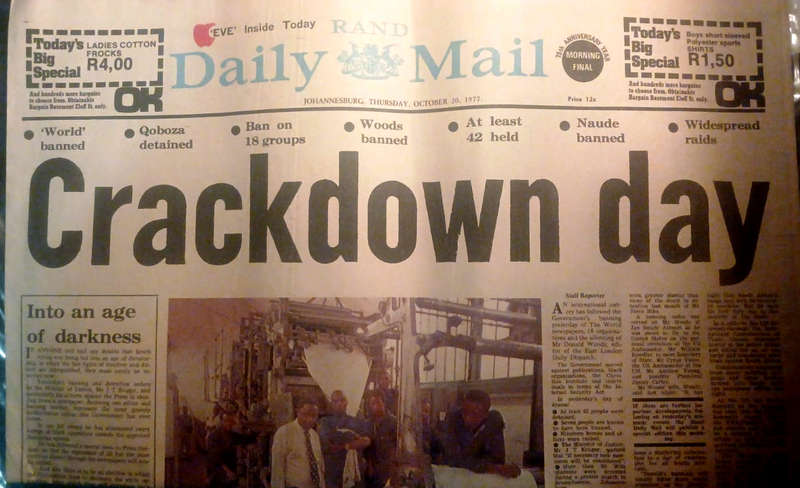 "CRACKDOWN DAY"  Rand Daily Mail - 1977