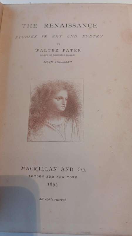 The Renaissance, studies in art and poetry by  Walter Pater (1893) - (manifesto of Aestheticism)