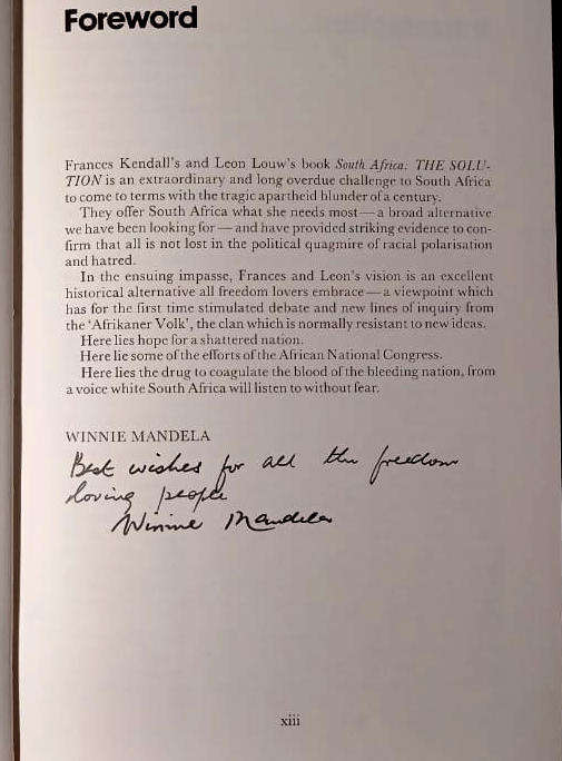 South Africa, The Solution - SIGNED BY WINNIE MANDELA