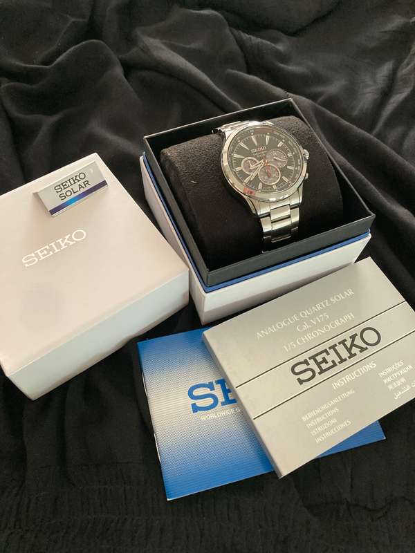 Seiko Solar V175-10 Bar Waterproof Mens Watch, Mint Condition