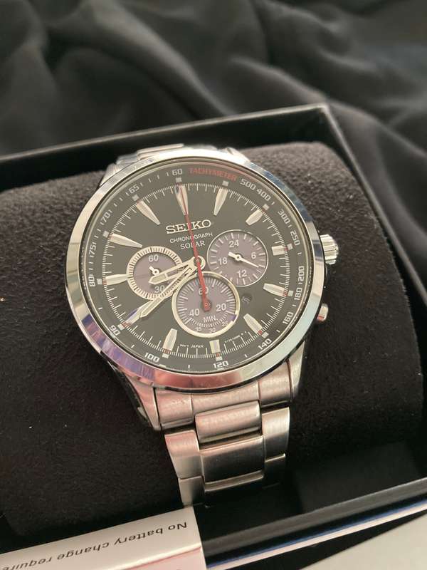 Seiko Solar V175-10 Bar Waterproof Mens Watch, Mint Condition