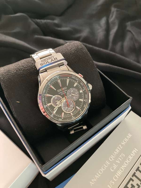 Seiko Solar V175-10 Bar Waterproof Mens Watch, Mint Condition