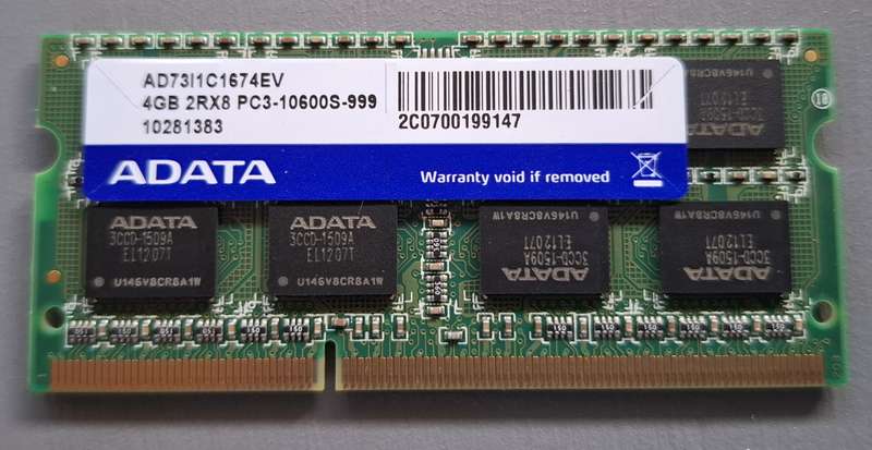 Adata 4GB PC3-10600S Laptop Memory
