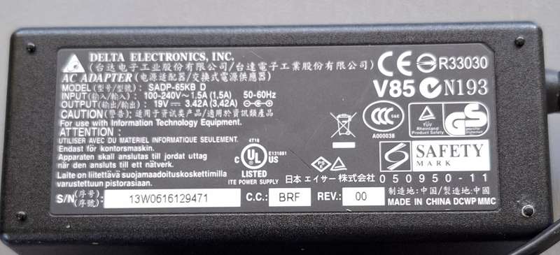 Delta AC Laptop Adapter 19V 3.42Amp