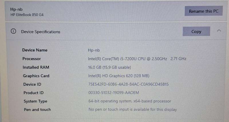 Hp Elitebook 850 G4 i5 2.5GHZ CPU 16GB Ram 256GB Solid State Drive Brand New Battery!