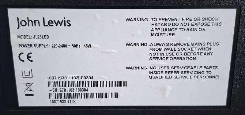 John Lewis JL23LED Tv Monitor