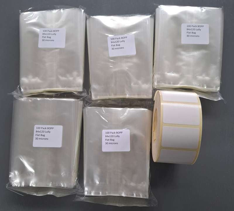 5 X 100 Pack Bopp 84X120 Lolly Flat Bags 30 Microns