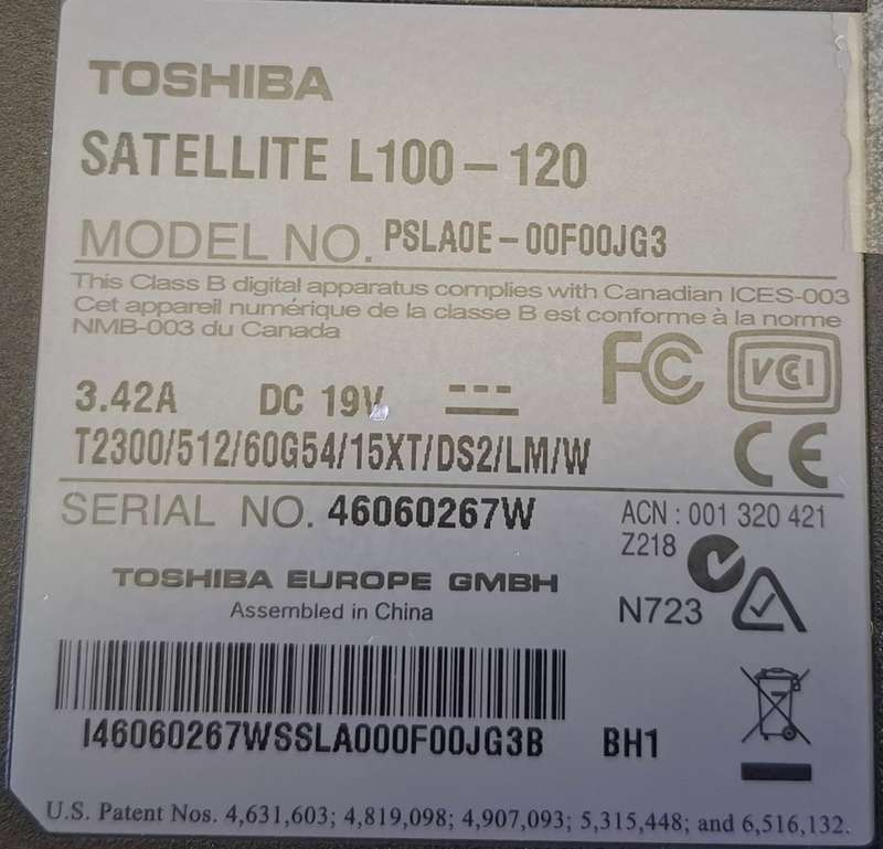 Toshiba Satellite L100-120 Latop Plus Charger Adapter