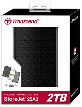 Transcend 2TB External Portable Hard Drive Model TS2TSJ25A3K