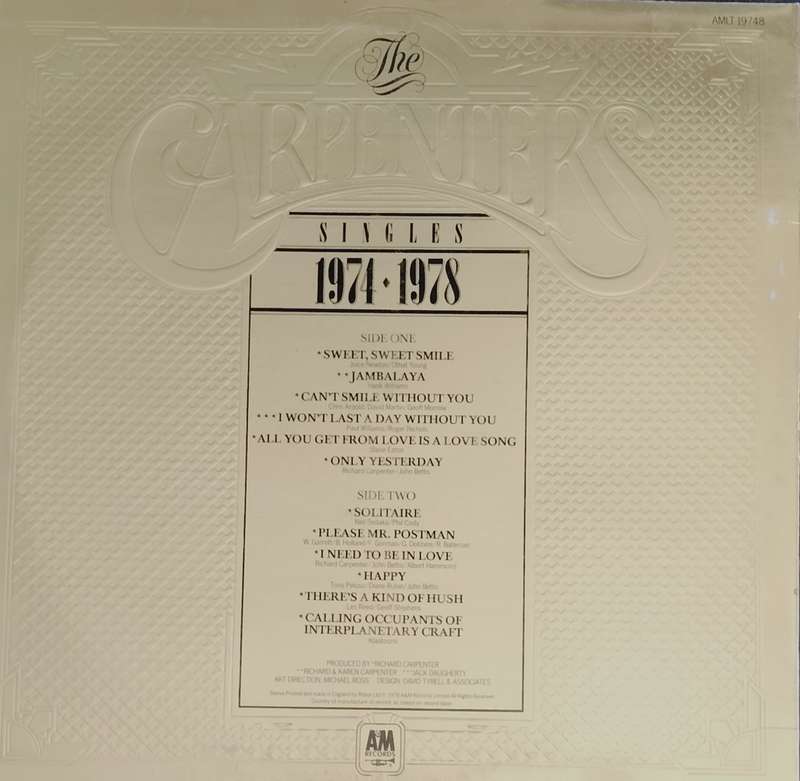 Vintage LP / Vinyl - Carpenters - singles 1974 to 1978
