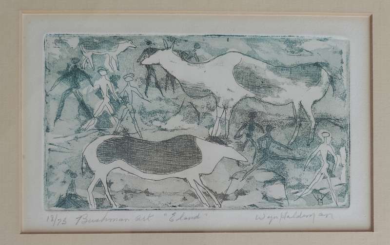 Wyn Haldeman - Bushman Art - 3 numbered prints framed
