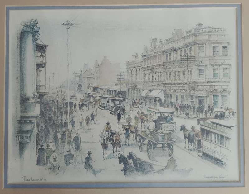 Framed Philip Bawcombe print - Commissioner Street Johannesburg c 1896