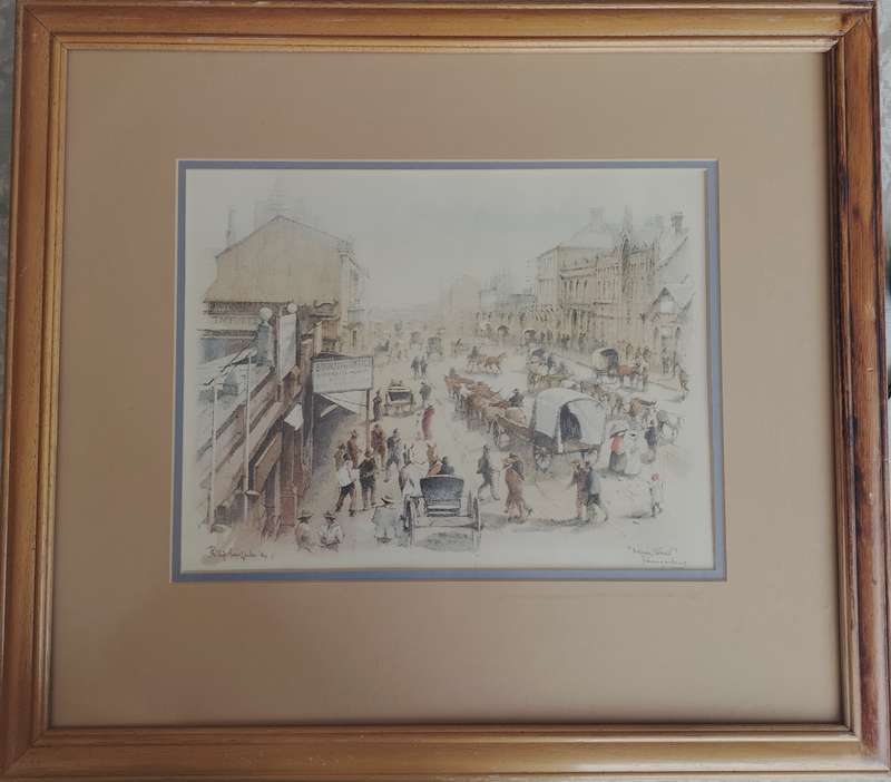 Framed Philip Bawcombe print - Main Street Johannesburg c 1896