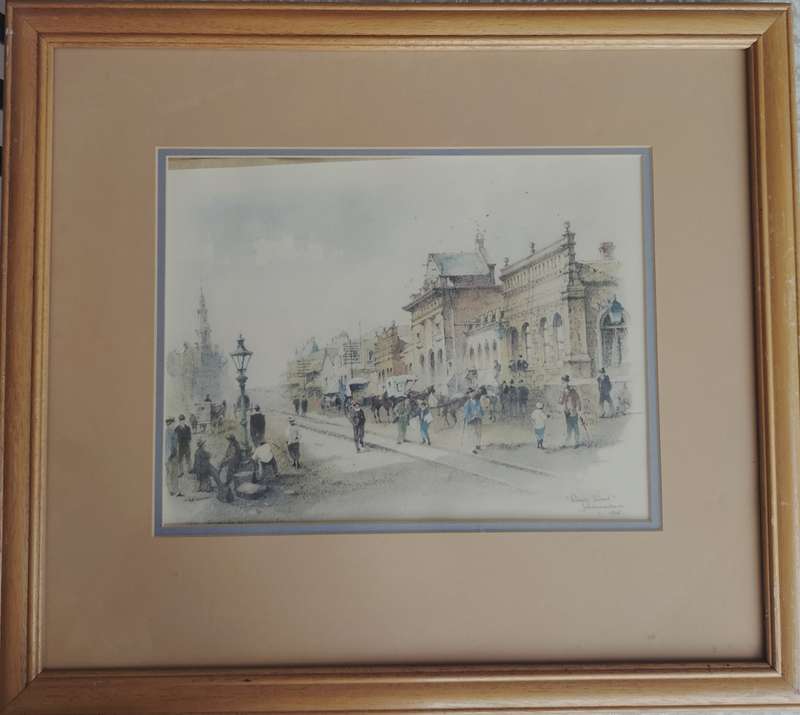 Framed Philip Bawcombe print - Rissik Street Johannesburg c 1898