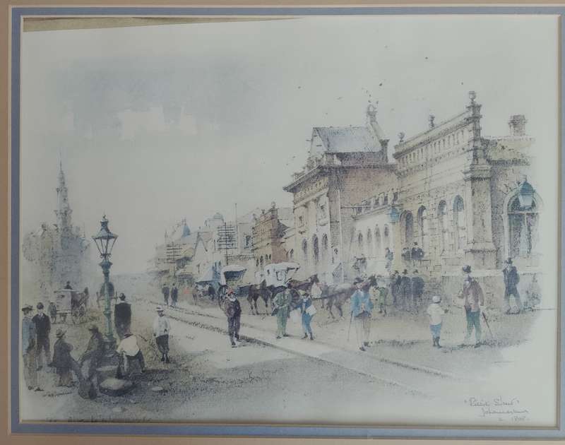 Framed Philip Bawcombe print - Rissik Street Johannesburg c 1898