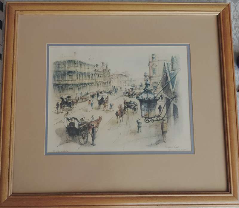 Framed Philip Bawcombe print - Market Street Johannesburg c 1898
