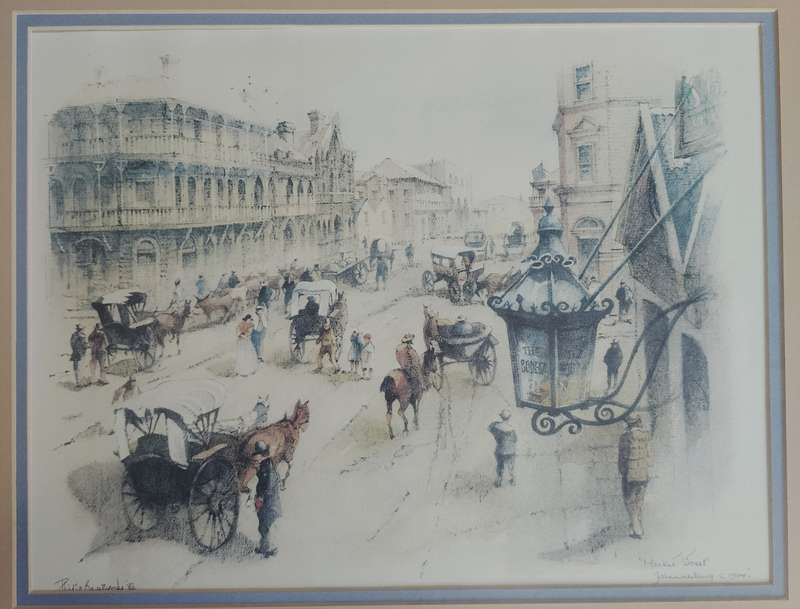 Framed Philip Bawcombe print - Market Street Johannesburg c 1898