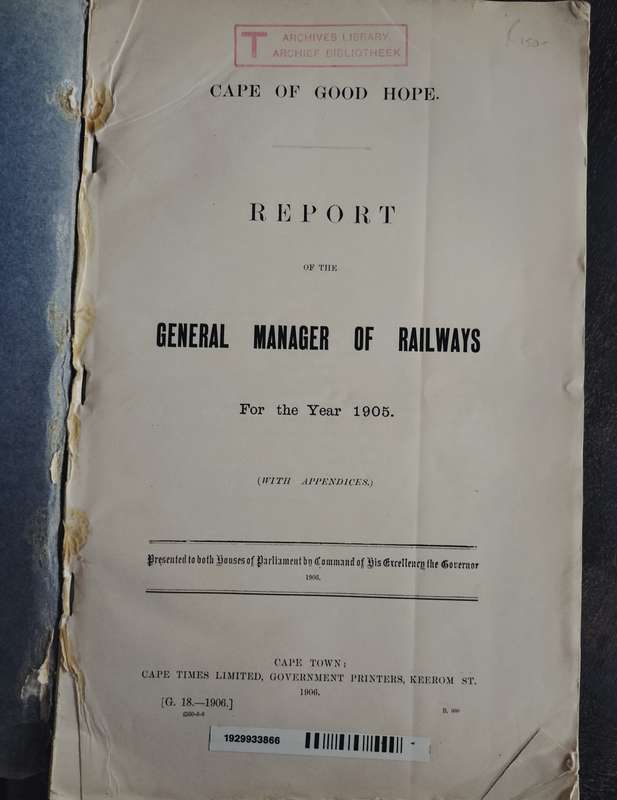 Cape of Good Hope - Railway Report 1905