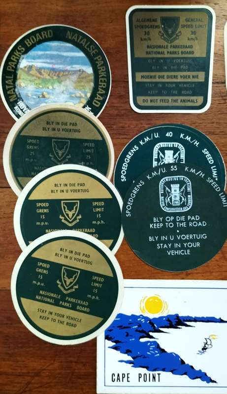 National Parks Board vehicle stickers from the 70s (17 parks, 22 stickers)