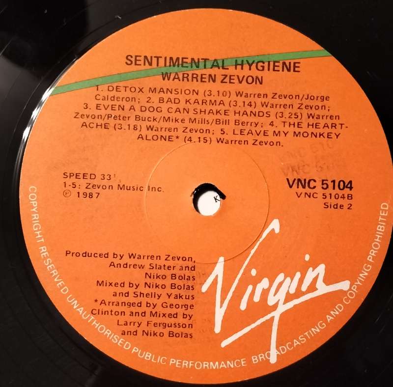 Vintage LP / Vinyl / Record - Warren Zevon - Sentimental Hygiene