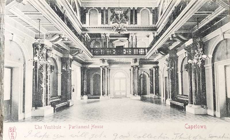 Vintage picture post card - Cape Town - The Vestibule - Parliament House