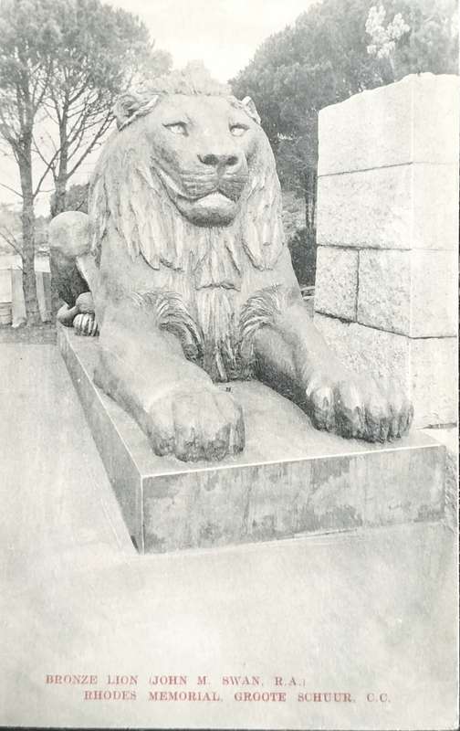 Vintage Post Card - Bronze lion - Groote Schuur
