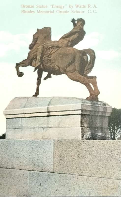 Vintage Post Card - Rhodes Memorial - Bronze Statue - Cape Town