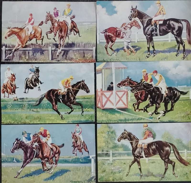 Steeplechasing art (6 x post cards) Tuck's post card