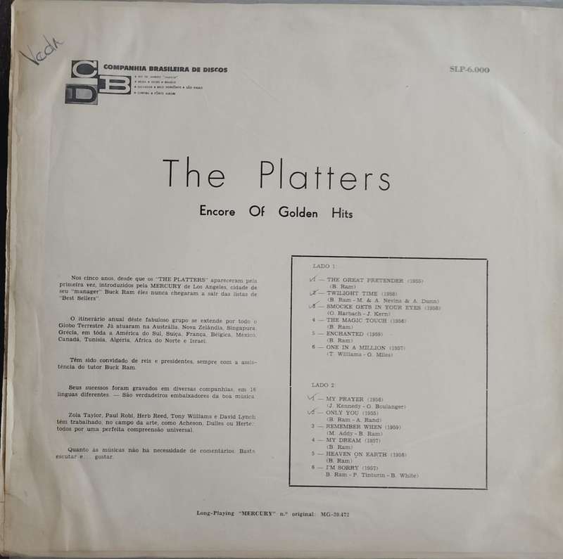 LP / Vinyl / Record - Encor of Golden Hits - The Platters