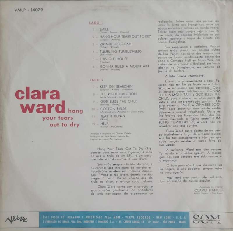 LP / Vinyl / Record - Clara Ward - Hang your tears out to dry