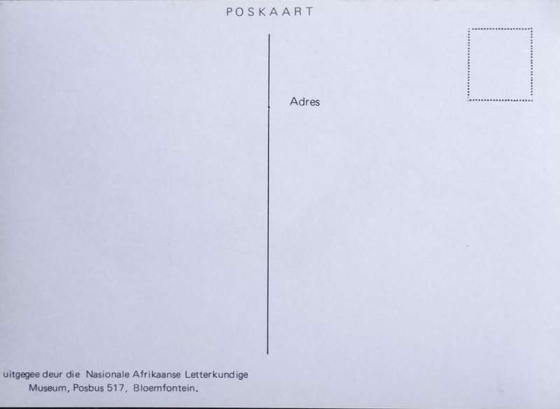 Poskaart / Post card - Elizabeth Fouche Vermeulen - uitgereik deur NAL museum