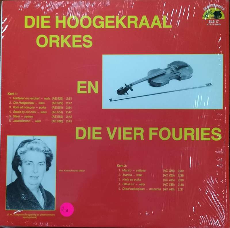 Boere musiek plaat - Vinyl / LP / Record - Die Hoogekraal orkes en die vier Fouries