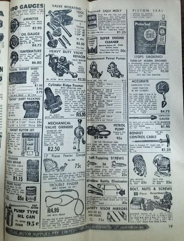 Fields Motor Supplies Catalogue - Johannesburg - Mid 1960s (24 pages)