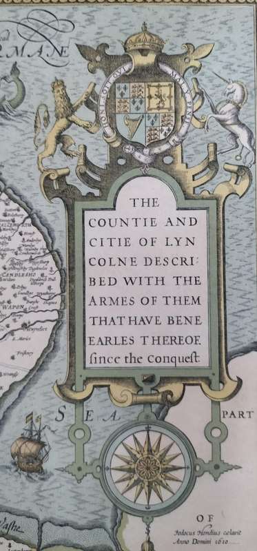Antique British map (Lincolne) - framed